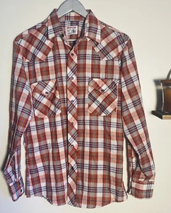 Vintage ROUND-UP Western Wear Purple Pearl Snap Long Sleeve SHIRT Size (MED) - Picture 1 of 11