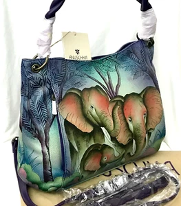 ANUSCHKA NWT❤️Twisted Handle Convertible Hobo Bag +Strap-ELEPH FAMILY 7274-EFY - Picture 1 of 11