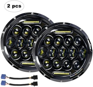 🔥LED Headlight for Wrangler AAIWA 7" Round LED Headlights 75W Headlamp 2PCS🔥 - Picture 1 of 4