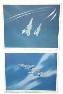 Douglas-Aircraft Navy F4D Skyray Airplane Jet Lithograph Print 14x11 Art 2pc Set - Picture 1 of 22