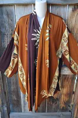 MISSION CANYON ART TO WEAR 51 SHORT KIMONO DUSTER IN ALL NEW COPPER CANYON, OS+! - Image 1 of 4
