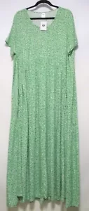 NEW WITH TAGS SIZE 18 FULL LENGTH MAXI DRESS, GREEN WHITE, SHORT SLEEVE - Picture 1 of 11