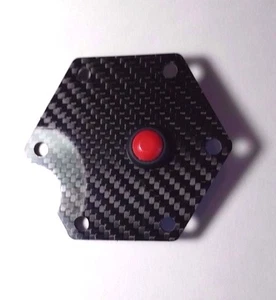 CARBON FIBER Glossy Steering Wheel Horn Button Cover Plate W/ Button - Foto 1 di 5