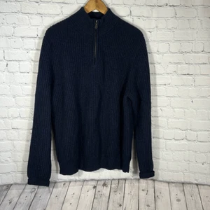 Brooks Brothers Herren schottische Lammwolle Viertelreißverschluss Pullover Größe L Large marineblau - Bild 1 von 5