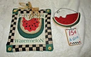 Decoración de sandía ~ bache ~ placa de madera ~ años 90 ~ 2 artículos - Imagen 1 de 10