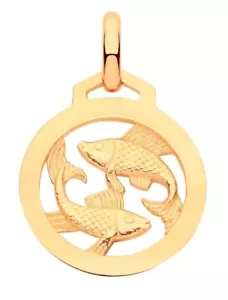 9CT HALLMARKED YELLOW GOLD POLISHED 12MM DIAMETER ZODIAC PENDANT - CHOICE OF 12 - Picture 1 of 16