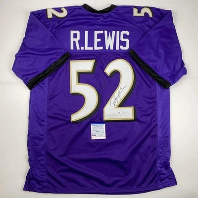Autographed/Signed Ray Lewis Baltimore Purple Football Jersey PSA/DNA COA - Image 1 of 4