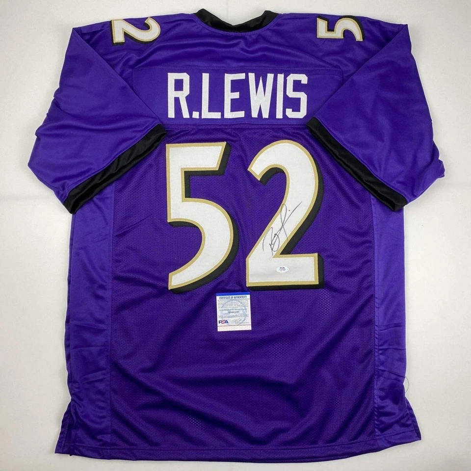 Autographed/Signed Ray Lewis Baltimore Purple Football Jersey PSA/DNA COA - Image 1 of 4