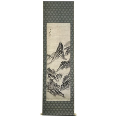 Japanese hanging scroll painting "Mountains" Japonism Art Vintage No.R7.1101.040 - Image 1 of 4