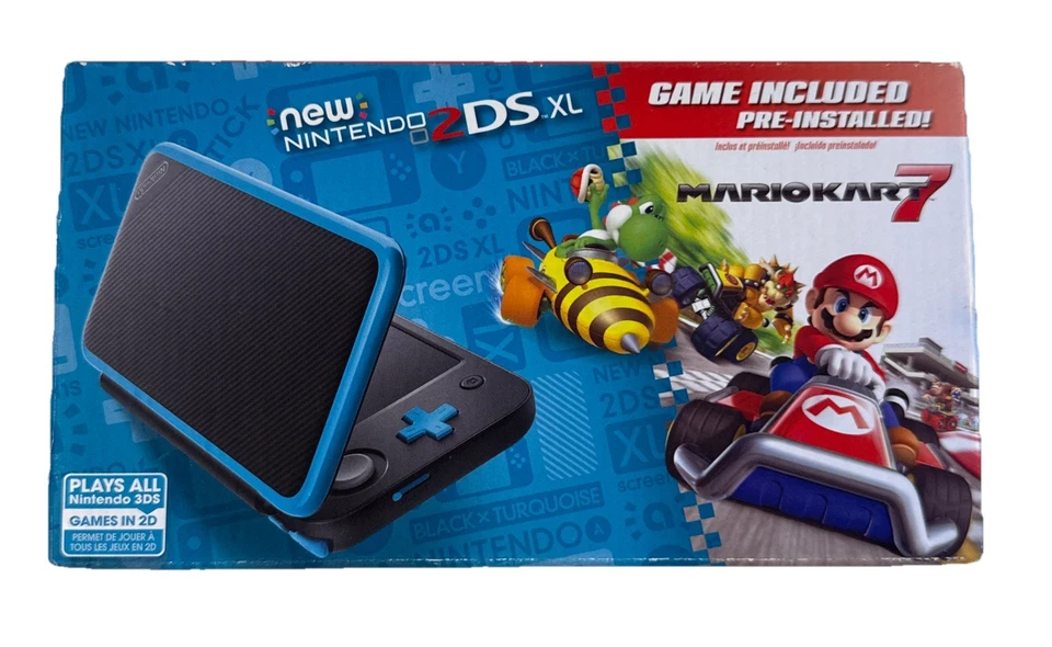 Nintendo 2DS XL Handheld Console with Mario Kart 7 Bundle - Black/Turquoise B12 - Image 1 of 4