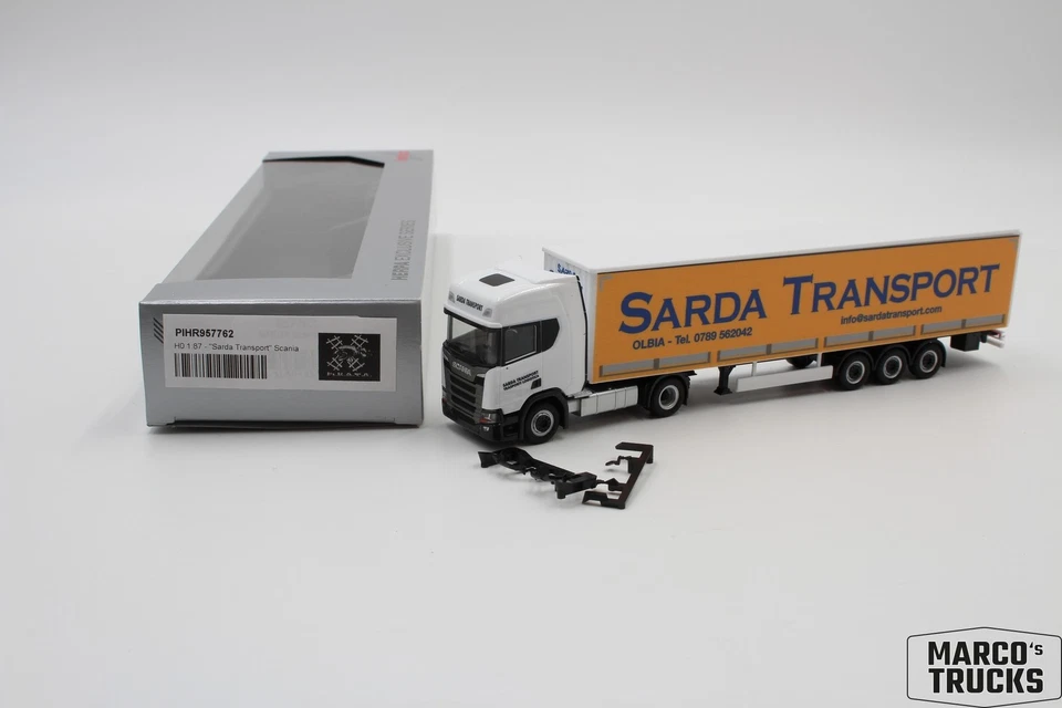 Herpa Scania CR20 semi-trailer truck "Sarda Transport Olbia" 957762 1:87 /HN3981 - Image 1 of 1