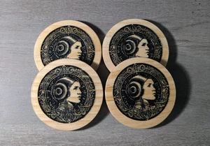 PRINZESSIN LEIA - STAR WARS INSPIRIERTE KUNST UNTERSETZER - 4er SET - FAN GESCHENK WEIHNACHTEN? - Bild 1 von 2