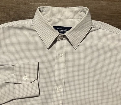 Mizzen+Main Leeward Shirt Mens Large White Blue Check Long Sleeve Performance - Image 1 of 4