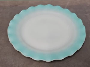 Antik Vintage Hasel Atlas Reifrock 9" Türkis überbacken Speiseteller - Bild 1 von 7