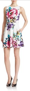 Vestido Vince Camuto Plisado Ajuste y Acampanado Sin Mangas Mezcla de Algodón Bolsillos US12 $148 - Imagen 1 de 16
