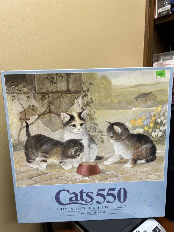 Rompecabezas de 550 piezas sellado de fábrica “Crying Over Spilt Milk” de Milton Bradley Cats Foto 1 de 1