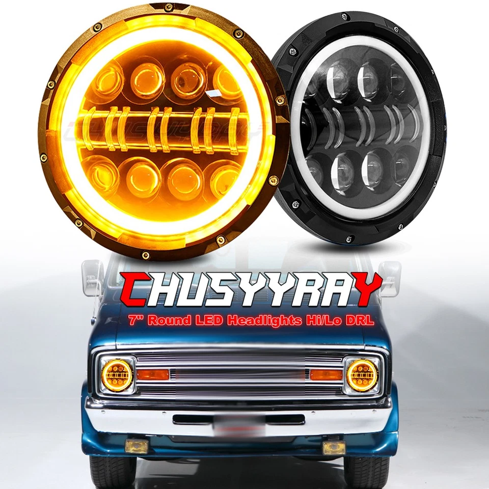 Par de faros LED redondos de 7" para camioneta Dodge 1971-1978 B100 B200 B300 Foto 1 de 4