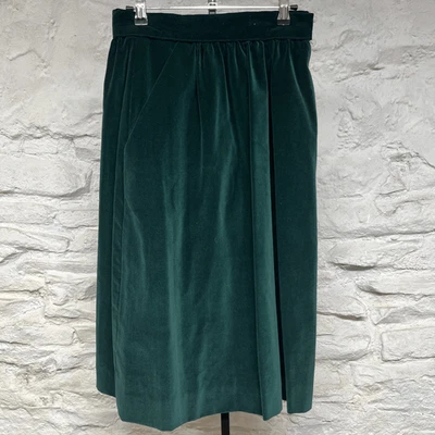 Vintage 60s 70s Dark Green Velvet Handmade Skirt Festival Christmas Holidays - Image 1 of 4