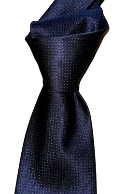$310 NWT BRIONI Navy Blue Micro grid dot handmade 3.5" woven silk neck Tie Italy - Image 1 of 4