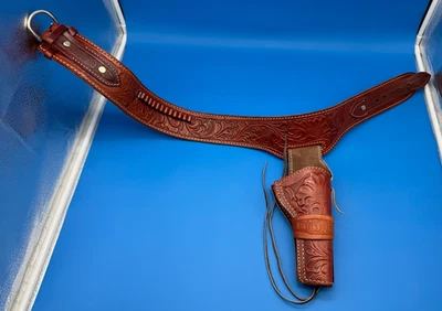 Кожаная ковбойская кобура и ремень сверхпрочные 32 дюйма .357 ручная работа инструмент вестерн - Изображение 1 из 4