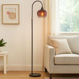 LED Lampada da Pavimento Piantana Soggiorno Letto Schermo di Vetro H 150 CM - Foto 1 di 11