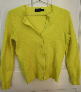 Ralph Lauren Polo Cardigan Sweater Bright Yellow Women’s M (READ DESCRIPTION) - Picture 1 of 5
