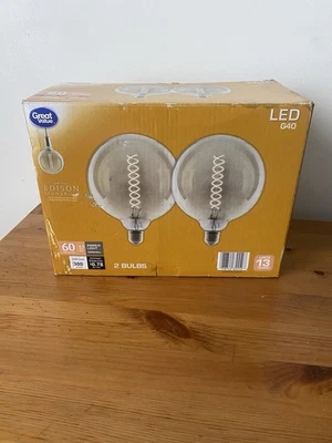 GV Vintage Retro Edison Light Bulb 60W Equivalent Dimmable LED G40 E26 2 Pack - Image 1 of 4