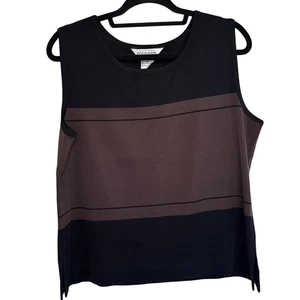 Vintage womans Misook black & brown classic knit tank top size XLP - Picture 1 of 4
