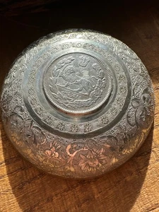 Antico piatto monete islamiche Persis firmato cesellato a mano 1900 argento sterling 925 - Foto 1 di 20