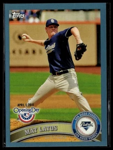 2011 Topps Opening Day #62 Mat Latos Blue Sparkle #/2011 - Picture 1 of 2