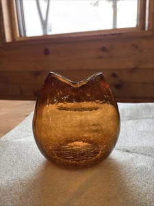 Blenko Pinch Vase Small Crackle Glass with Pontil Mark - Picture 1 of 4
