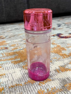 Girls Smash Hot pink glitter sparkle cascade water bottle tumbler 12 oz lid - Image 1 of 4
