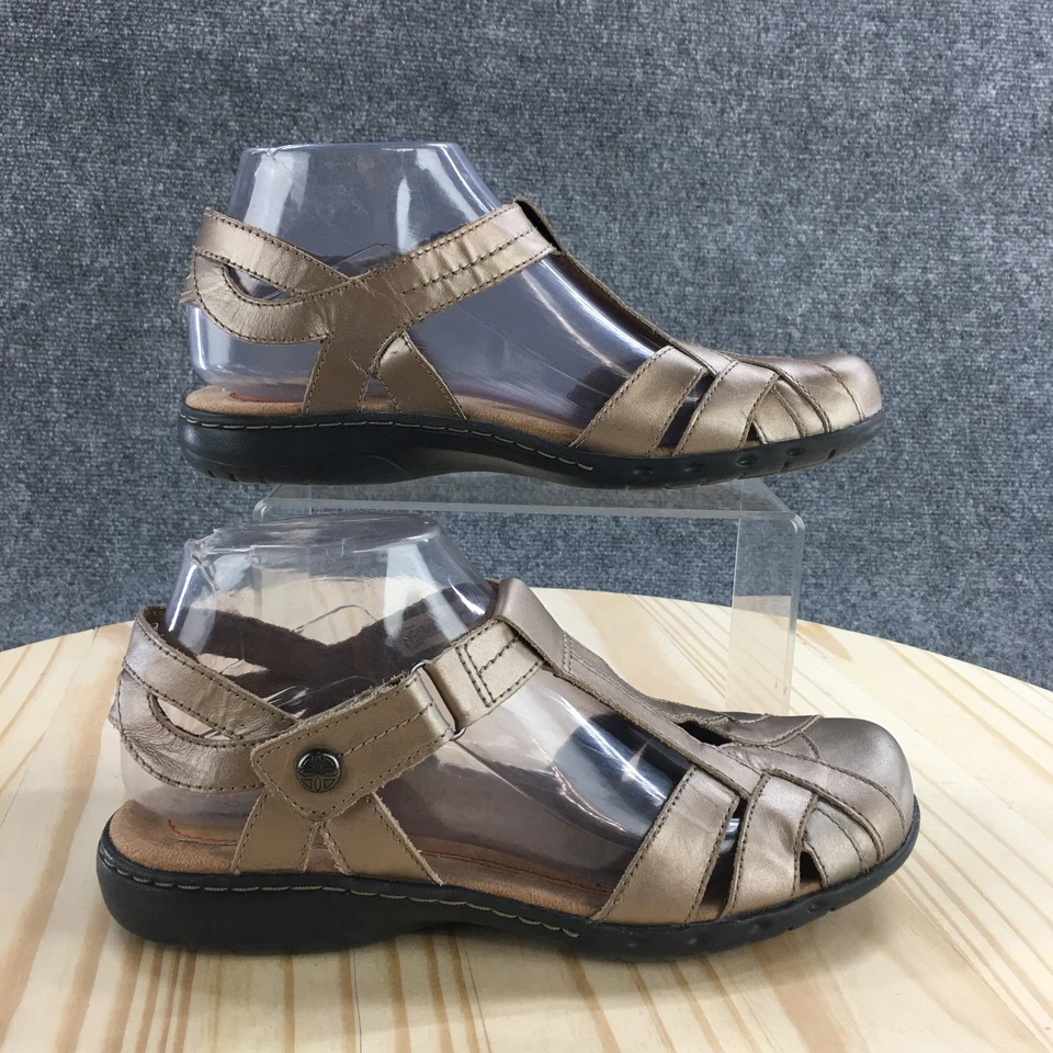 Sandalias Rockport Cobb Hill para mujer 7 Penfield correa en T cuero dorado informales CG9640 Foto 1 de 4