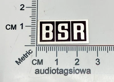 Insignia con logotipo de tocadiscos BSR para cubierta antipolvo hecha a medida plata aluminio autoadhesiva Foto 1 de 4