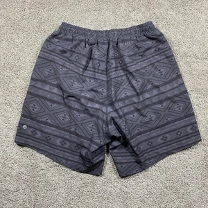 Freeballers Shorts Mens Large Black Lined Gym Athletic Aztec Geometric Polyester - Picture 1 of 7