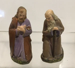 Antique  German Nativity 2 Figures Joseph Wiseman Shepherd 2.75" - Picture 1 of 7