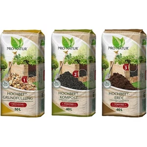 ProNatur Hochbeet Set bestehend aus Grundfüllung 50L Kompost 40L und Erde 40L - Bild 1 von 5