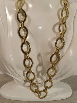 Premier Designs Gold Tone Hammered Chain Link Necklace 20" - Image 1 of 4