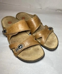 Clarks Unstructured Brown Leather Sandals Slides Women's Size: 8M - Picture 1 of 14