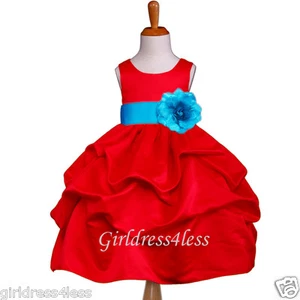 ROJO TURQUESA AZUL FESTIVO BODA FLOR VESTIDO DE NIÑA 6M 12M 18M 2 3/4 6 8 10 12 - Imagen 1 de 2
