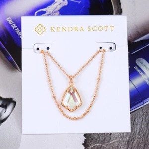CLEARANCE! NWOT Kendra Scott Cory Dichroic Glass Multi Strand Necklace Rose Gold - Picture 1 of 7