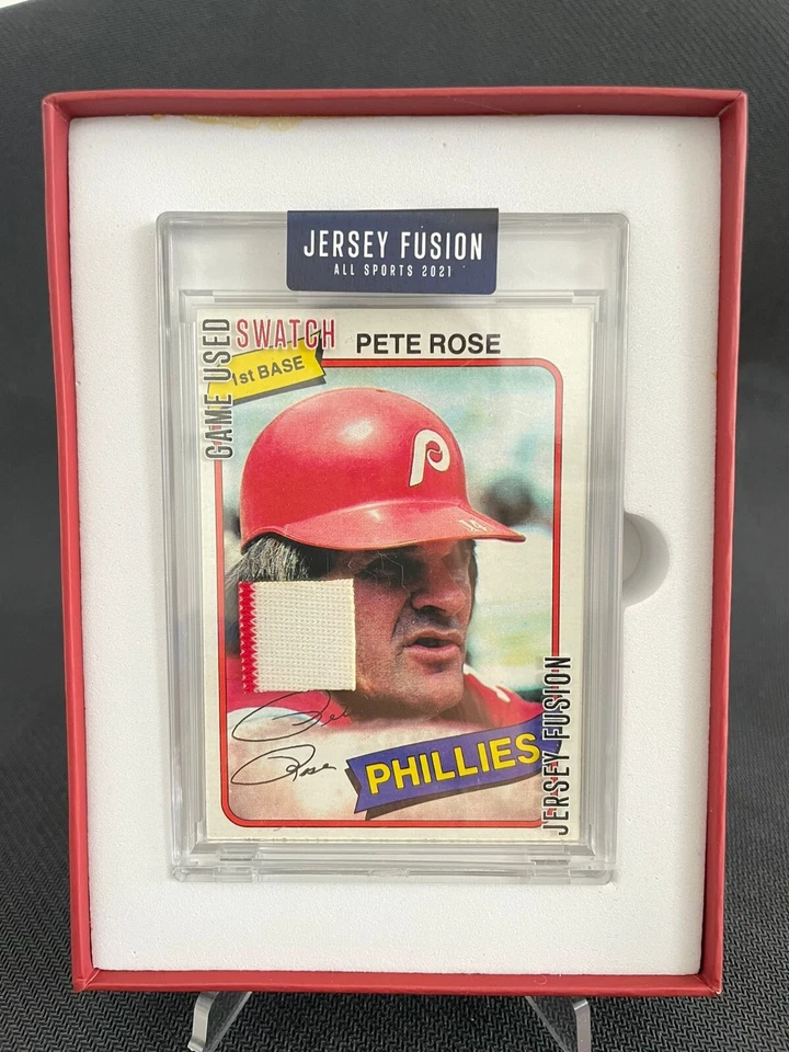 2021 Jersey Fusion 1981 Pete Rose Phillies Game Worn Pants Swatch JF-PR-81 - Immagine 1 di 1