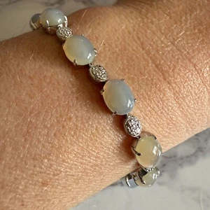 Neu mit Etikett Chalzedon Diamant Sterling 92,5 Armband 7 Zoll Edelstein Schmuck Luxus Geschenk - Bild 1 von 16