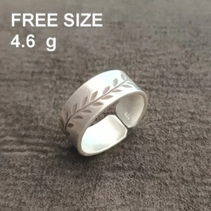 FINE SILVER RINGS 925 ADJUSTABLE FREE SIZE VINTAGE CRAFT 4 g CUTE FERN #012 - Picture 1 of 9