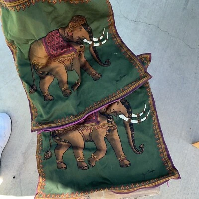 "2 FUNDA DE COJÍN JIM THOMPSON 100 % SEDA ELEFANTE ESTAMPADA CUADRADA MULTICOLOR 14""" Foto 1 de 2