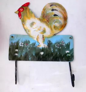Metal Wall Mounted Rooster Chicken Rack For Keys, Towels. Leash Holder ? - Picture 1 of 2
