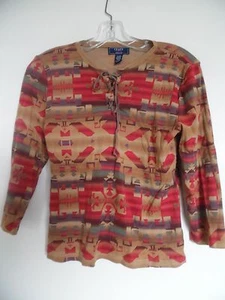 WOMEN'S RALPH LAUREN CHAPS MULTI TOP SHIRT TUNIC SZ PL - Picture 1 of 3