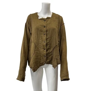 $318 NWT Cynthia Ashby Kelp Brown Vine Linen 1997 Jacket size 1/Small - Picture 1 of 8