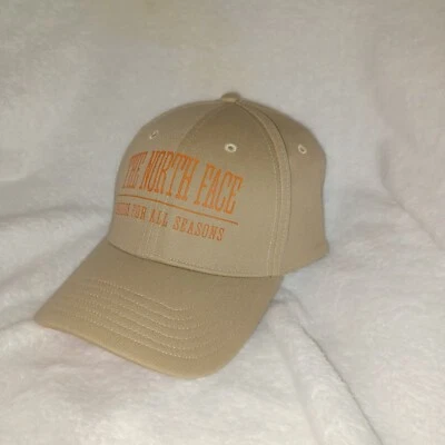NWT THE NORTH FACE Mountain Sports Snapback Cap, Tan W/Orange Embroidering, NEW! - Image 1 of 4