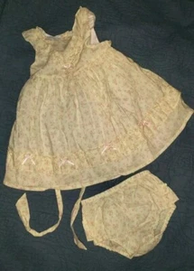 Jillians Closet 12m Dress And Bloomers Ivory/Pink Floral Bows Short Sleeve - Picture 1 of 14